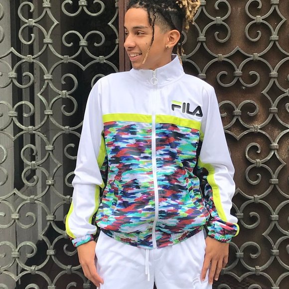 Men's Fila White Multicolor Abstract Draw Track Jacket - Picture 2 of 4